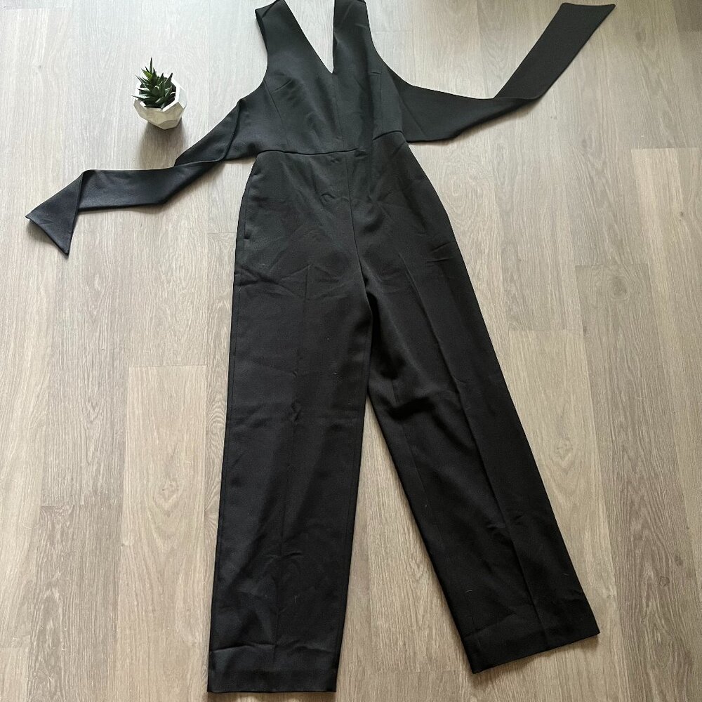 NWT Club Monaco Black Sleeveless Jumpsuit with Bow Tie Back Detail